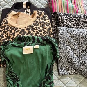 Maeve Anthropologie 6 pc lot Large and XL Margot pants, tops, Dolan jacket